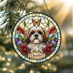 Custom Shih Tzu dog Portrait Stained Glass Suncatcher, Pet Memorial Stained Glass Suncatcher, Dog Loss Keepsake, Pet Loss Gift - image 4