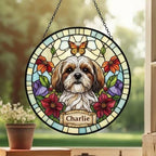 Custom Shih Tzu dog Portrait Stained Glass Suncatcher, Pet Memorial Stained Glass Suncatcher, Dog Loss Keepsake, Pet Loss Gift - image 2
