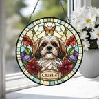 Custom Shih Tzu dog Portrait Stained Glass Suncatcher, Pet Memorial Stained Glass Suncatcher, Dog Loss Keepsake, Pet Loss Gift - image 3