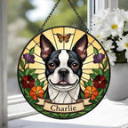 Custom Boston Terrier dog Portrait Stained Glass Suncatcher, Pet Memorial Stained Glass Suncatcher, Dog Loss Keepsake, Pet Loss Gift - image 4