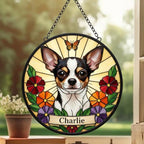 Custom Chihuahua dog Portrait Stained Glass Suncatcher, Pet Memorial Stained Glass Suncatcher, Dog Loss Keepsake, Pet Loss Gift - image 3