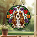 Custom Cocker Spaniel dog Portrait Stained Glass Suncatcher, Pet Memorial Stained Glass Suncatcher, Dog Loss Keepsake, Pet Loss Gift - image 3