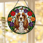 Custom Cocker Spaniel dog Portrait Stained Glass Suncatcher, Pet Memorial Stained Glass Suncatcher, Dog Loss Keepsake, Pet Loss Gift