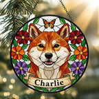 Custom Shiba Inu dog Portrait Stained Glass Suncatcher, Pet Memorial Stained Glass Suncatcher, Dog Loss Keepsake, Pet Loss Gift - image 2
