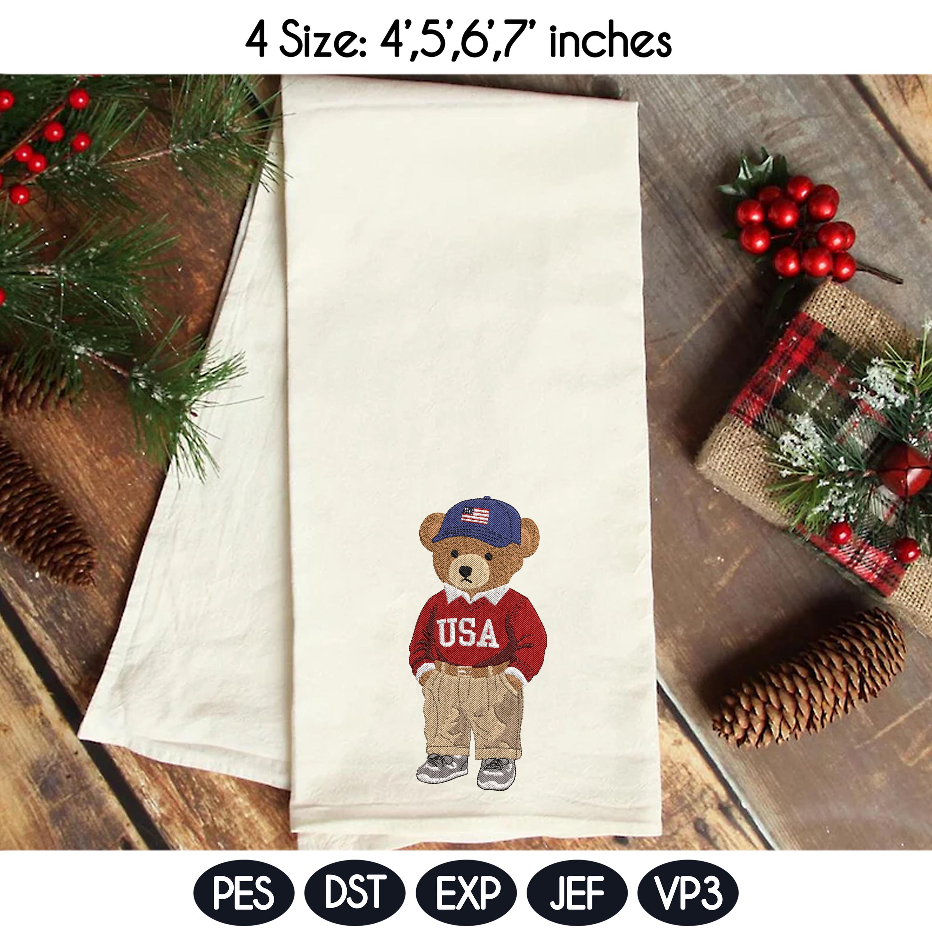 USA Teddy Bear Embroidery Bundle, Patriotic Bear Outfit Collection, American Flag Bear Set, Preppy Vintage Style, 4 sizes, Instant Download - image 7