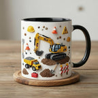Personalized Excavator Mug, Custom Name Construction Worker Coffee Cup, Gift for Dad Grandpa