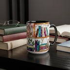 Book Lover Mug, Stained Glass Style Bookish Coffee Cup, Gift for Reading Lover