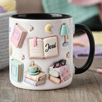 Personalized Book Lover Mug, Custom Name Bookish Coffee Cup, Gift for Reading Lover Cups