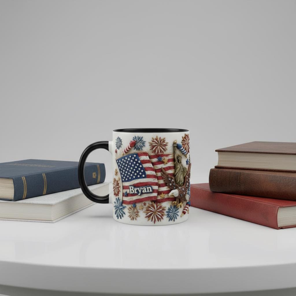 Custom Name 250th America Anniversary Mug, Personalized Independence Day Coffee Mugs, Patriotic USA Flag Cup - image 2