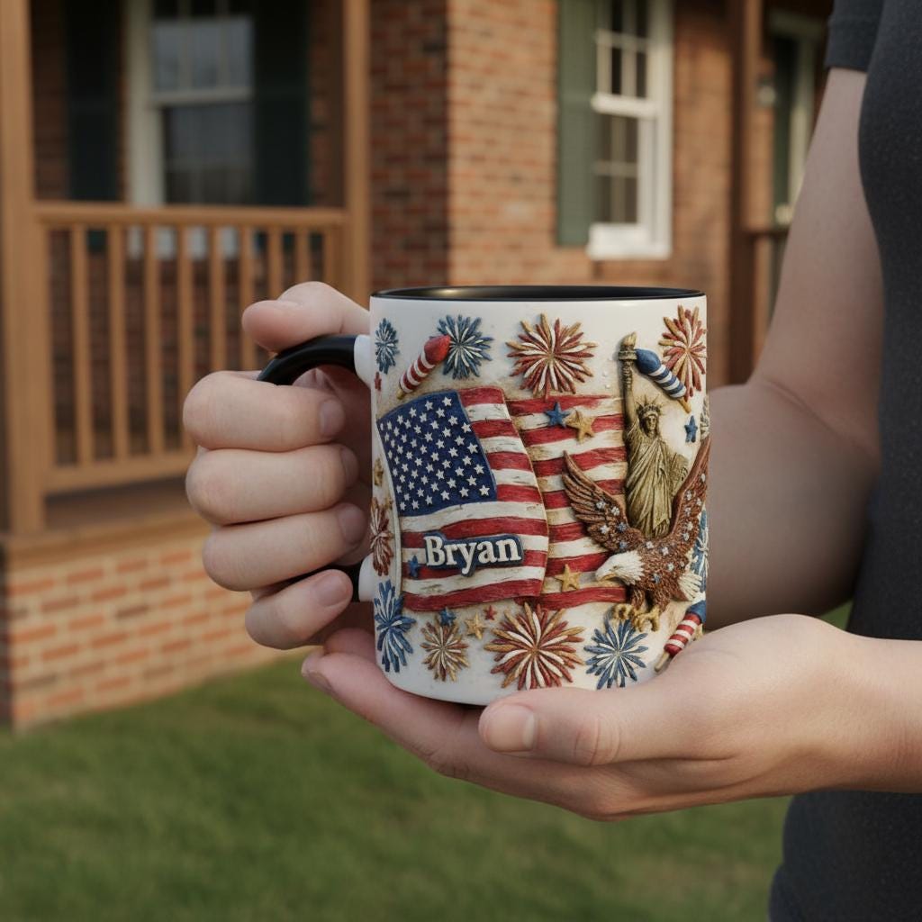 Custom Name 250th America Anniversary Mug, Personalized Independence Day Coffee Mugs, Patriotic USA Flag Cup - image 3