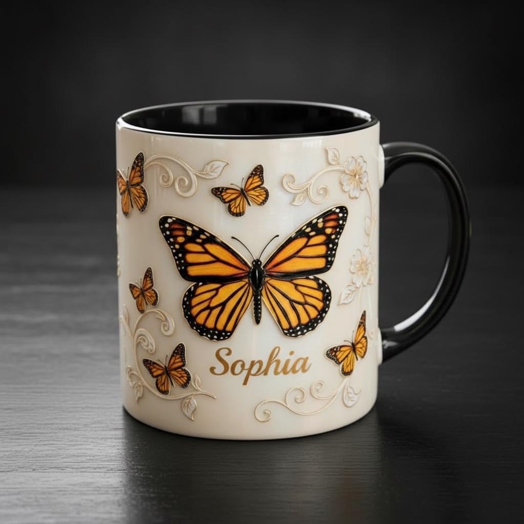 Personalized Butterfly Mug, Custom Name Butterfly Lover Coffee Mugs, Gift for Men Women - image 2