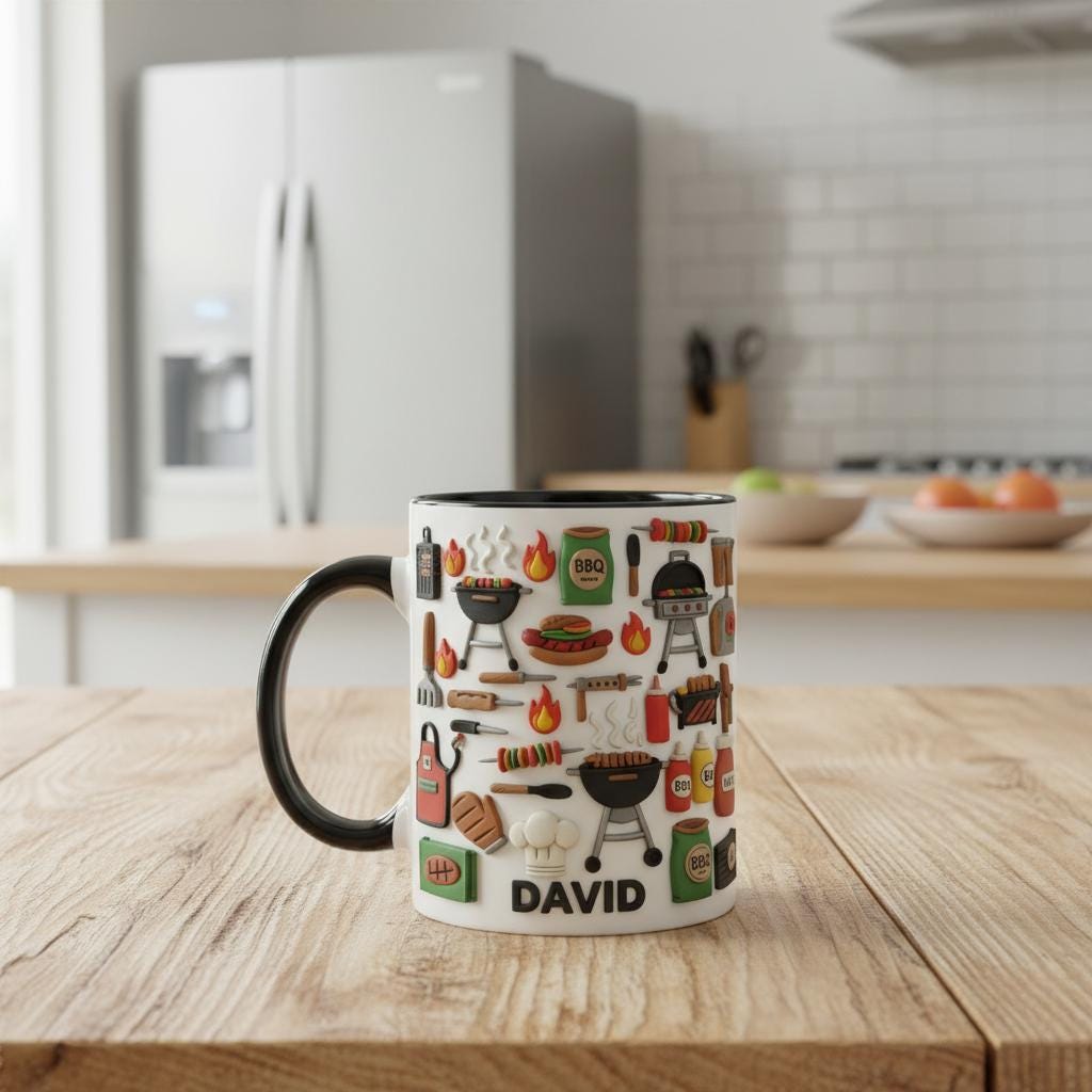 Personalized BBQ Mug, Custom Name Grilling Lover Coffee Cup, Gift for Men Women - image 3