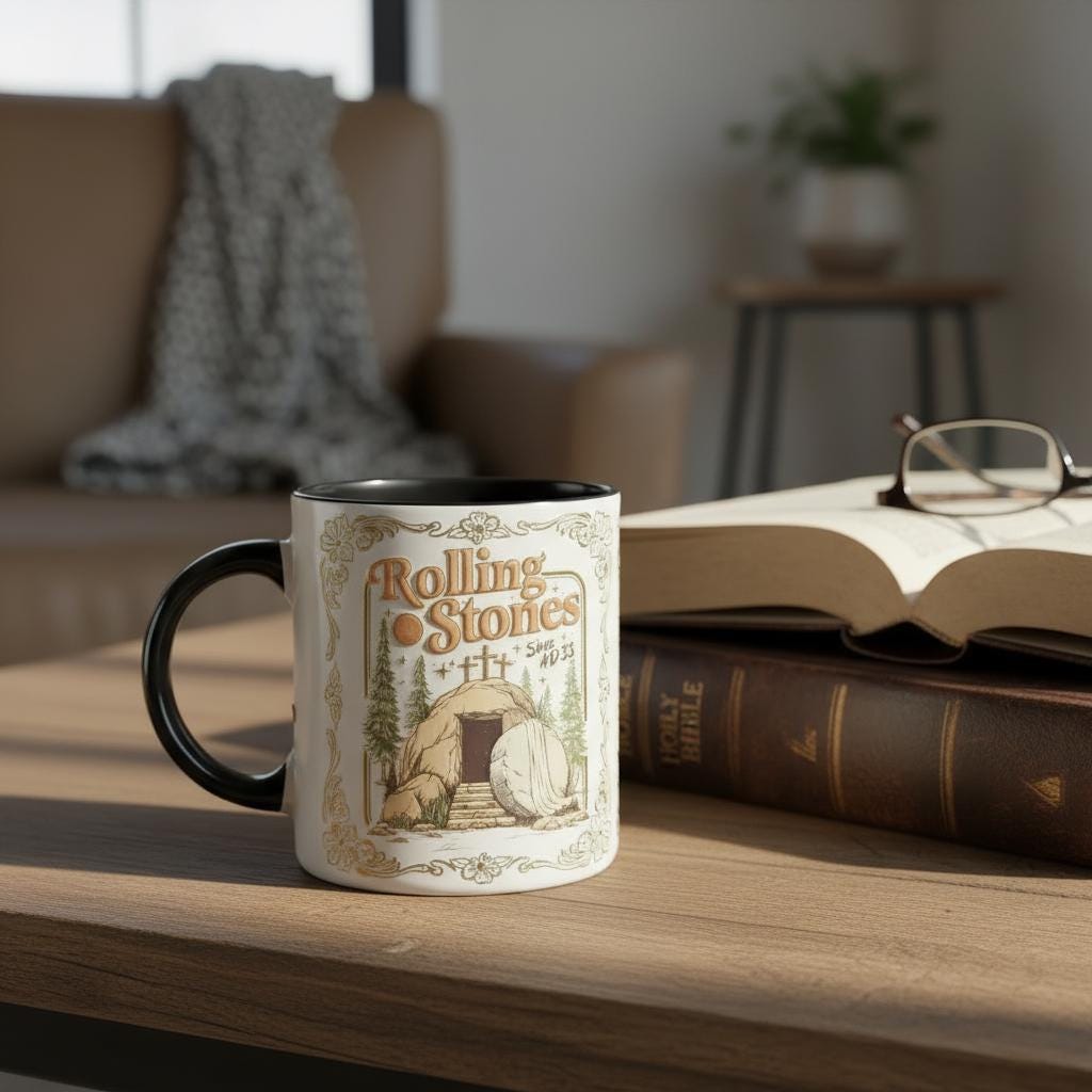 Rolling Stone Christian Mug, Trendy Easter Jesus Christ Coffee Mugs, Gift For Christian Faith Based Cup - image 3