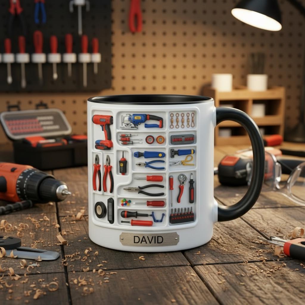 Personalized Electrician Mug, Custom Name Coffee Cup, Gift for Dad Grandpa Mugs - image 3