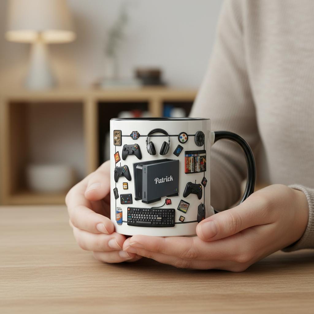 Personalized Video Gamer Mug, Custom Name Gaming Lover Coffee Cup, Gift for Men Women Streamer Mugs - image 3