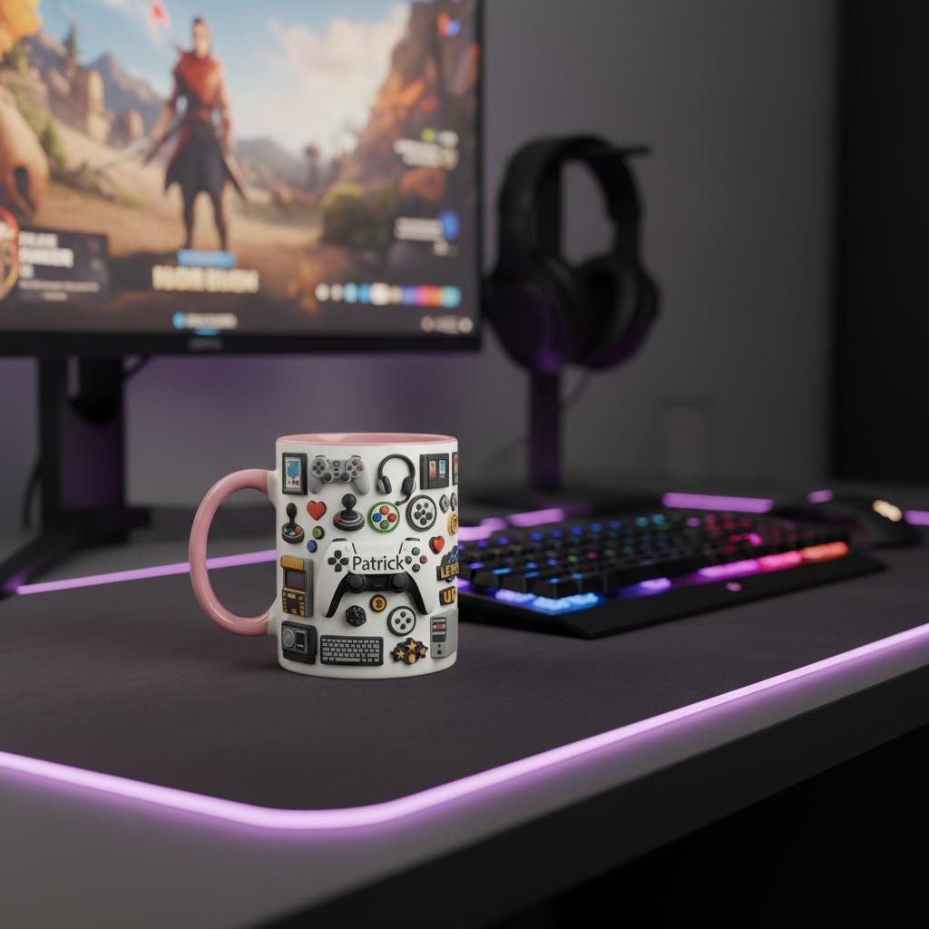 Personalized Video Game Mug, Custom Name Gaming Lover Coffee Cup, Gift for Men Women Gamer Mugs - image 3