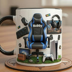 Custom Name Video Game Mug, Personalized Gaming Lover Coffee Cup, Gift for Men Women Streamer Mugs - image 2