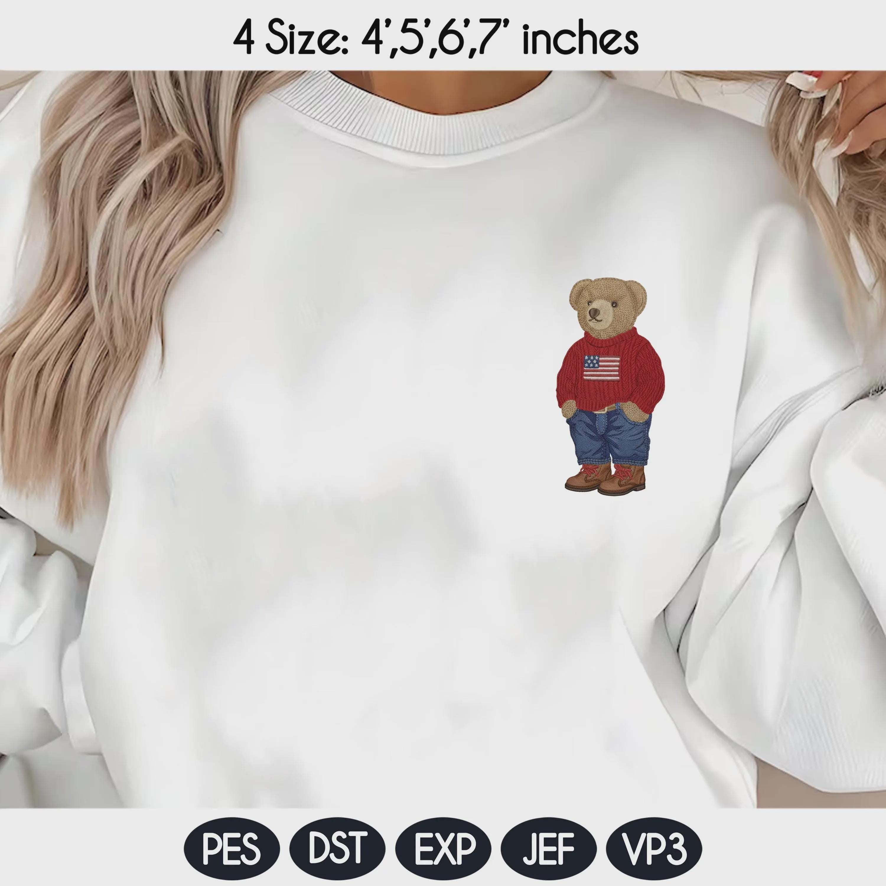Holiday Teddy Bear Embroidery Design Bundle, Valentine Mardi Gras St Patricks Day Bear,Patriotic USA Hiking Golf Teddy Bear,Instant Download - image 5