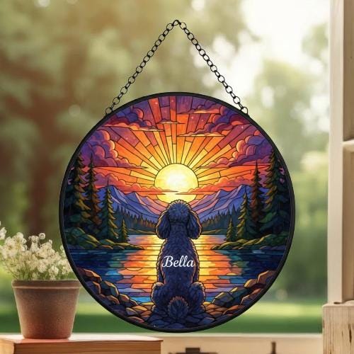 Custom Poodle  dog Memorial Suncatcher, Pet Memorial Gift, Loss of Pet Sympathy Gift, Dog Loss Gift,  Gift For Dog Lovers - image 2