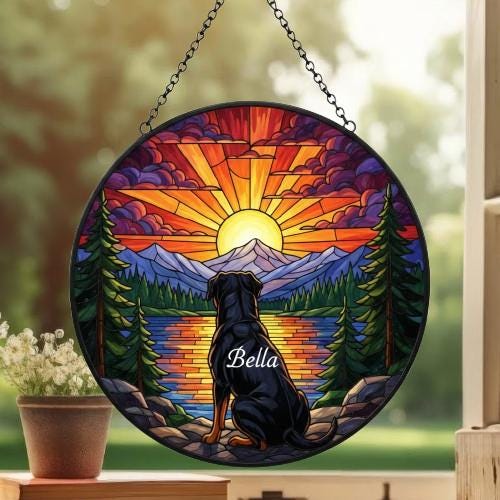 Custom Rottweiler  dog Memorial Suncatcher, Pet Memorial Gift, Loss of Pet Sympathy Gift, Dog Loss Gift,  Gift For Dog Lovers - image 3