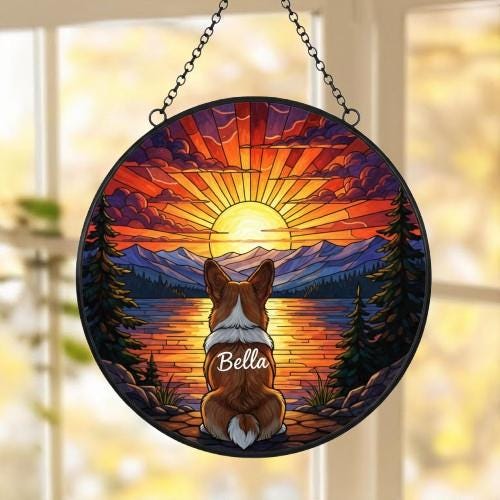 Custom Pembroke Welsh Corgi dog Memorial Suncatcher, Pet Memorial Gift, Loss of Pet Sympathy Gift, Dog Loss Gift,  Gift For Dog Lovers - image 5