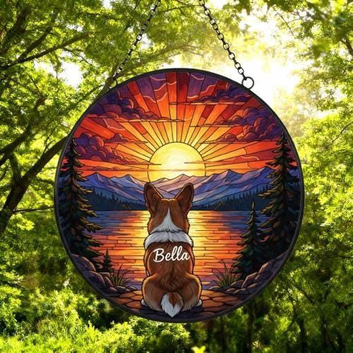 Custom Pembroke Welsh Corgi dog Memorial Suncatcher, Pet Memorial Gift, Loss of Pet Sympathy Gift, Dog Loss Gift,  Gift For Dog Lovers - image 4