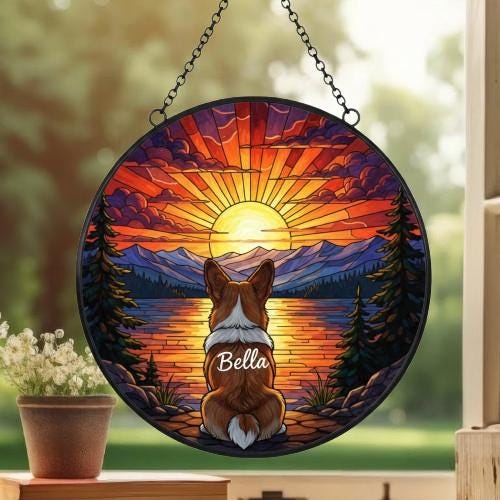 Custom Pembroke Welsh Corgi dog Memorial Suncatcher, Pet Memorial Gift, Loss of Pet Sympathy Gift, Dog Loss Gift,  Gift For Dog Lovers - image 3