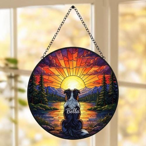 Custom Australian Shepherd dog Memorial Suncatcher, Pet Memorial Gift, Loss of Pet Sympathy Gift, Dog Loss Gift,  Gift For Dog Lovers - image 5