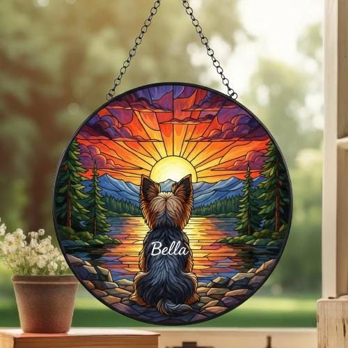 Custom Yorkshire Terrier dog Memorial Suncatcher, Pet Memorial Gift, Loss of Pet Sympathy Gift, Dog Loss Gift,  Gift For Dog Lovers - image 3