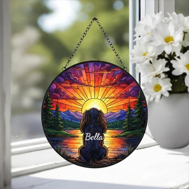 Custom Cavalier King Charles Spaniel Memorial Suncatcher, Pet Memorial Gift, Loss of Pet Sympathy Gift, Dog Loss Gift,  Gift For Dog Lovers