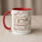 Custom Name Sewing Machine Mug, Faux 3D Effect Custom Craft Coffee Mug, Cute Sewing Lover Gift - image 4