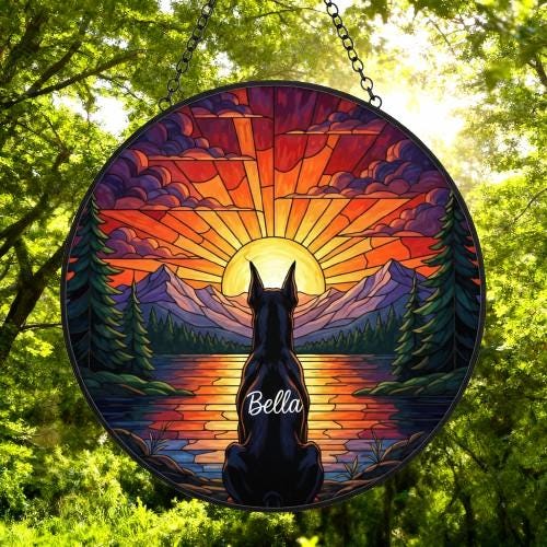 Custom Doberman Pinscher dog Memorial Suncatcher, Pet Memorial Gift, Loss of Pet Sympathy Gift, Dog Loss Gift,  Gift For Dog Lovers - image 4