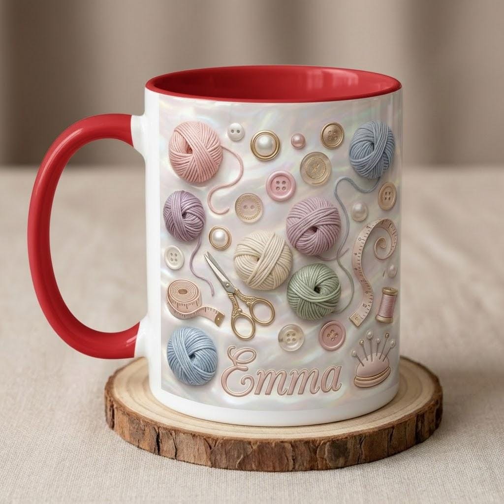 Personalized Craft Sewing Machine Mug, Faux 3D Effect Custom Craft Coffee Mug, Cute Sewing Lover Gift - image 2
