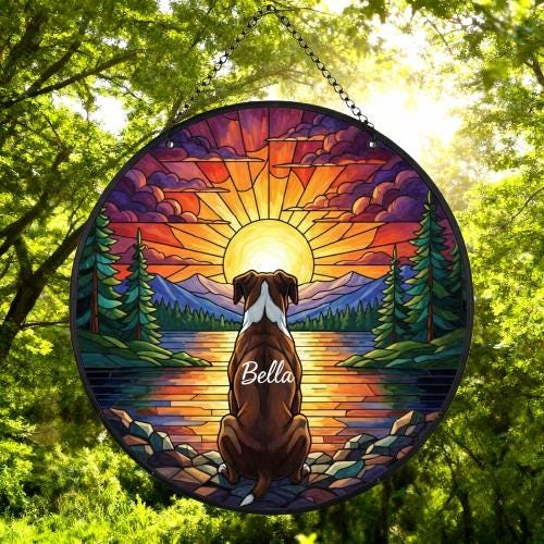 Custom Boxer Dog Memorial Suncatcher, Pet Memorial Gift, Loss of Pet Sympathy Gift, Dog Loss Gift,  Gift For Dog Lovers - image 4