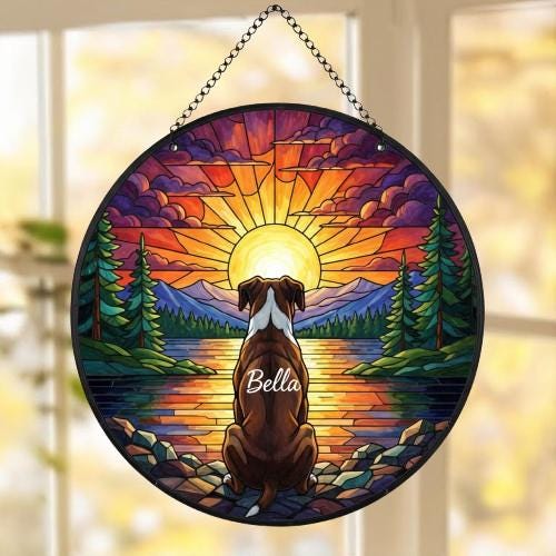 Custom Boxer Dog Memorial Suncatcher, Pet Memorial Gift, Loss of Pet Sympathy Gift, Dog Loss Gift,  Gift For Dog Lovers - image 5