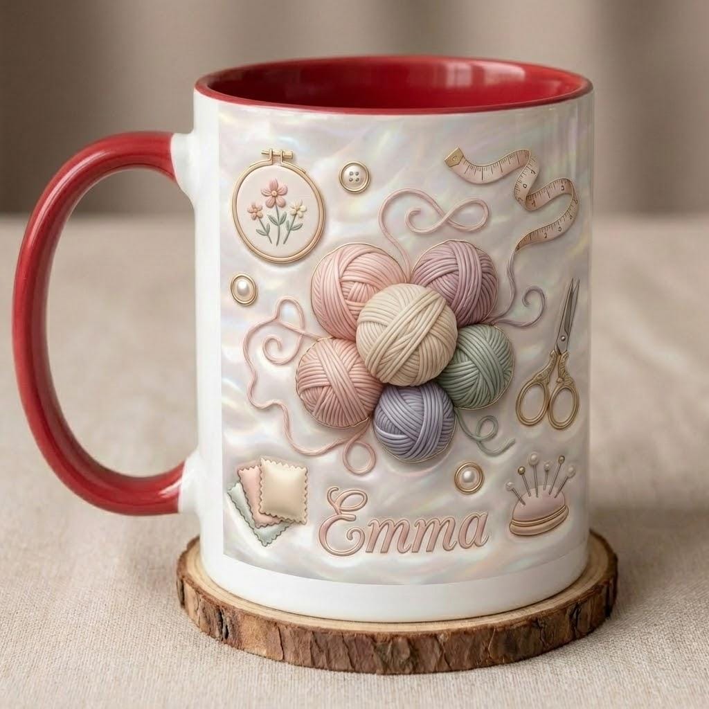 Personalized Craft Sewing Machine Mug, Faux 3D Effect Custom Craft Coffee Mug, Cute Sewing Lover Gift - image 3