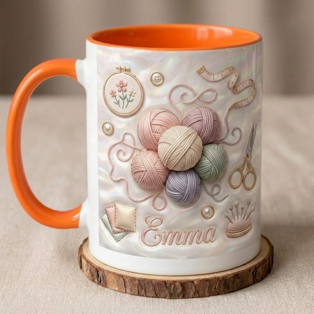 Personalized Craft Sewing Machine Mug, Faux 3D Effect Custom Craft Coffee Mug, Cute Sewing Lover Gift - image 2