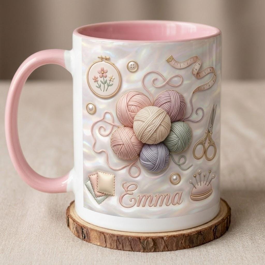 Personalized Craft Sewing Machine Mug, Faux 3D Effect Custom Craft Coffee Mug, Cute Sewing Lover Gift - image 4