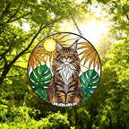 Custom Monstera Maine Coon Cat Glass Suncatcher, Cat Glass Art, Plant Mom Gift, Plant Lover Gift, Gift For Plant Lady, Cat Lover Gift - image 5