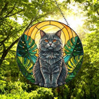 Custom Monstera British Shorthair Cat Glass Suncatcher, Cat Glass Art, Plant Mom Gift, Plant Lover Gift, Gift For Plant Lady, Cat Lover Gift - image 4
