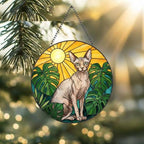 Custom Monstera Sphynx Cat Glass Suncatcher, Cat Glass Art, Plant Mom Gift, Plant Lover Gift, Gift For Plant Lady, Cat Lover Gift - image 2