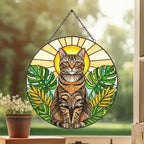 Custom Monstera American Shorthair Cat Glass Suncatcher, Cat Glass Art, Plant Mom Gift, Plant Lover Gift, Gift For Plant Lady,Cat Lover Gift - image 3