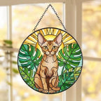 Custom Monstera Devon Rex Cat Glass Suncatcher, Cat Glass Art, Plant Mom Gift, Plant Lover Gift, Gift For Plant Lady, Cat Lover Gift - image 5