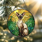 Custom Monstera Oriental Shorthair  Cat Glass Suncatcher, Cat Glass Art,Plant Mom Gift, Plant Lover Gift, Gift For Plant Lady,Cat Lover Gift - image 2