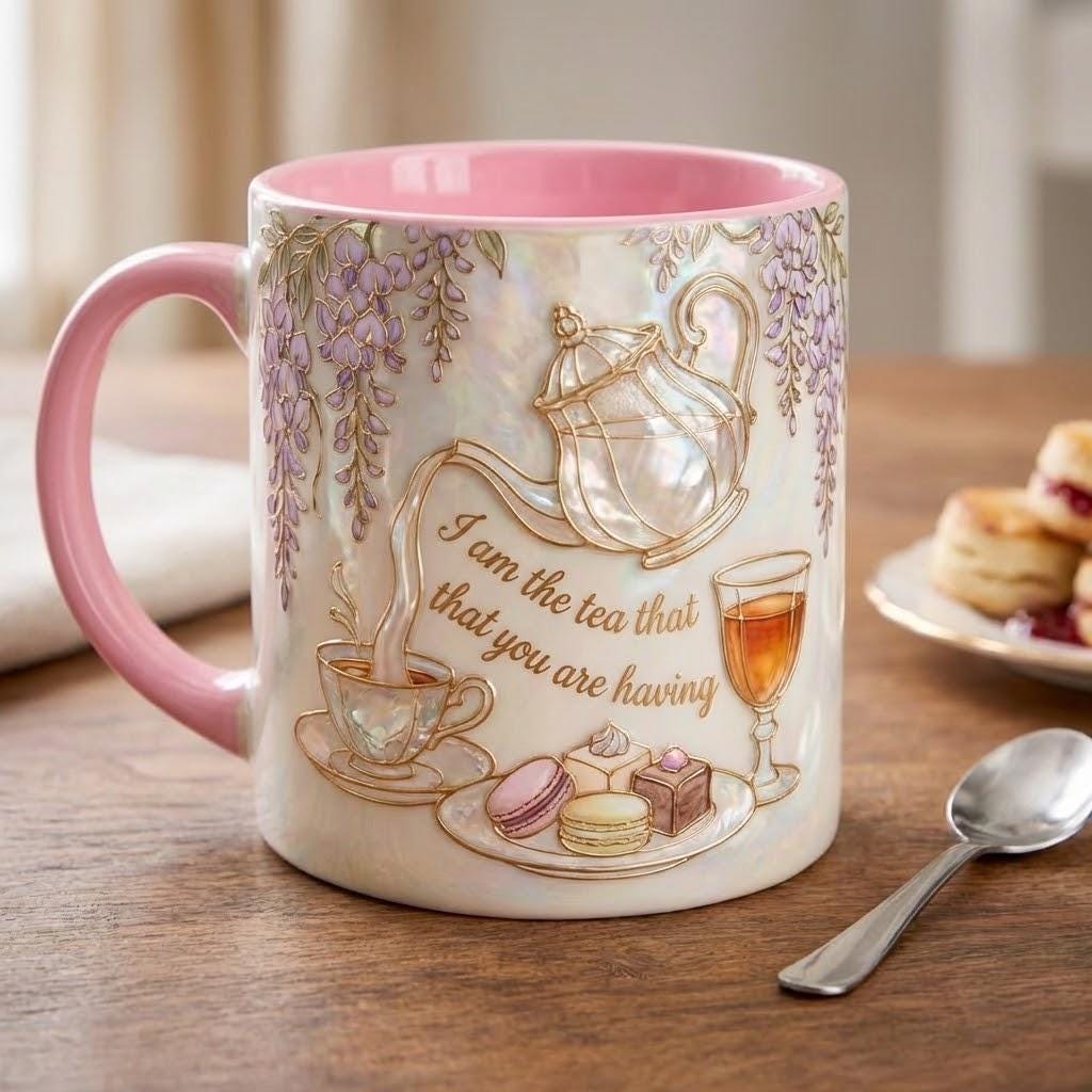 I Am The Tea That You Are Having Faux 3D Mug, Bookish Tea Lover Gift, Romance Reader Accent Mug, BookTok Cup