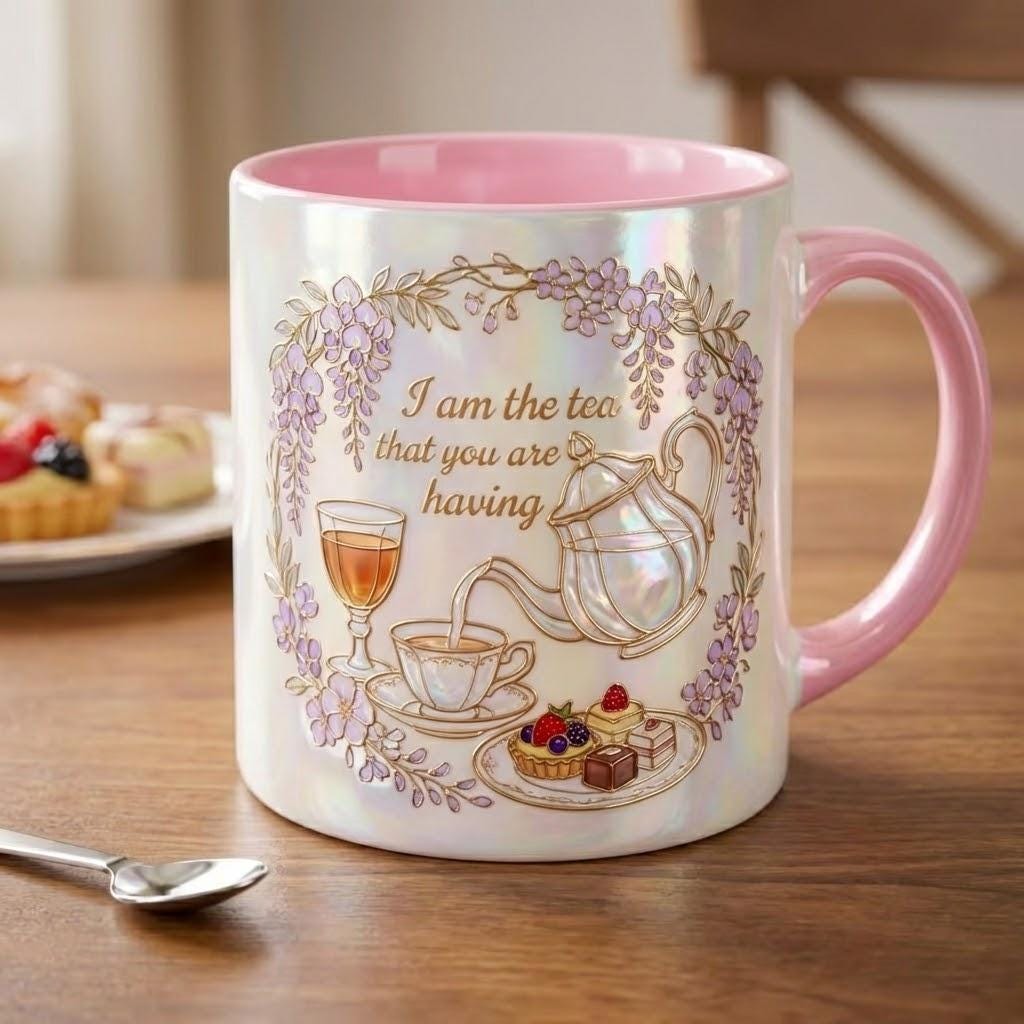 I Am The Tea You Will Be Having Faux 3D Mug, Bookish Tea Lover Gift, BookTok Cup