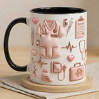 Personalized Nurse Life Faux 3D Effect Mug, Cute Medical Icons, Gift For Nurses - image 2