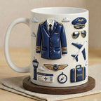 Personalized Pilot Faux 3D Effect Ceramic Mug, Custom Name Aviation Coffee Cup, Aircraft Lover Gift - image 2