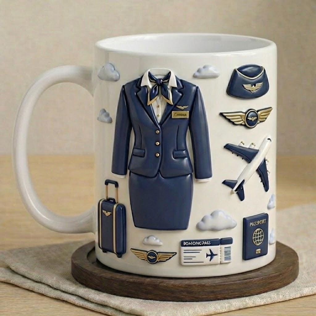 Personalized Flight Attendant Faux 3D Effect Mug - image 2