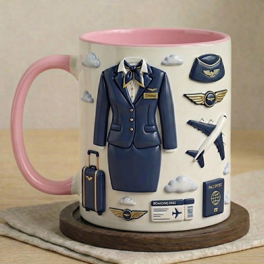 Personalized Flight Attendant Faux 3D Effect Mug - image 3